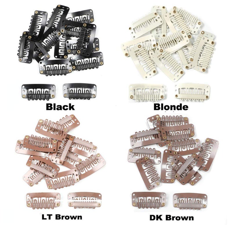KDOSP 50Pcs Wig Clips 32mm Snap Clips For hair Extensions I Shape Hair clips Tools 6 Teeth Black Color Hair Extension 30 clips Assorted Sewing Needles and 2 Rolls Thread (Black) - Image 4